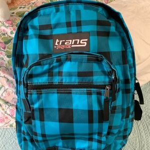 JANSPORT Trans Blue Plaid Backpack